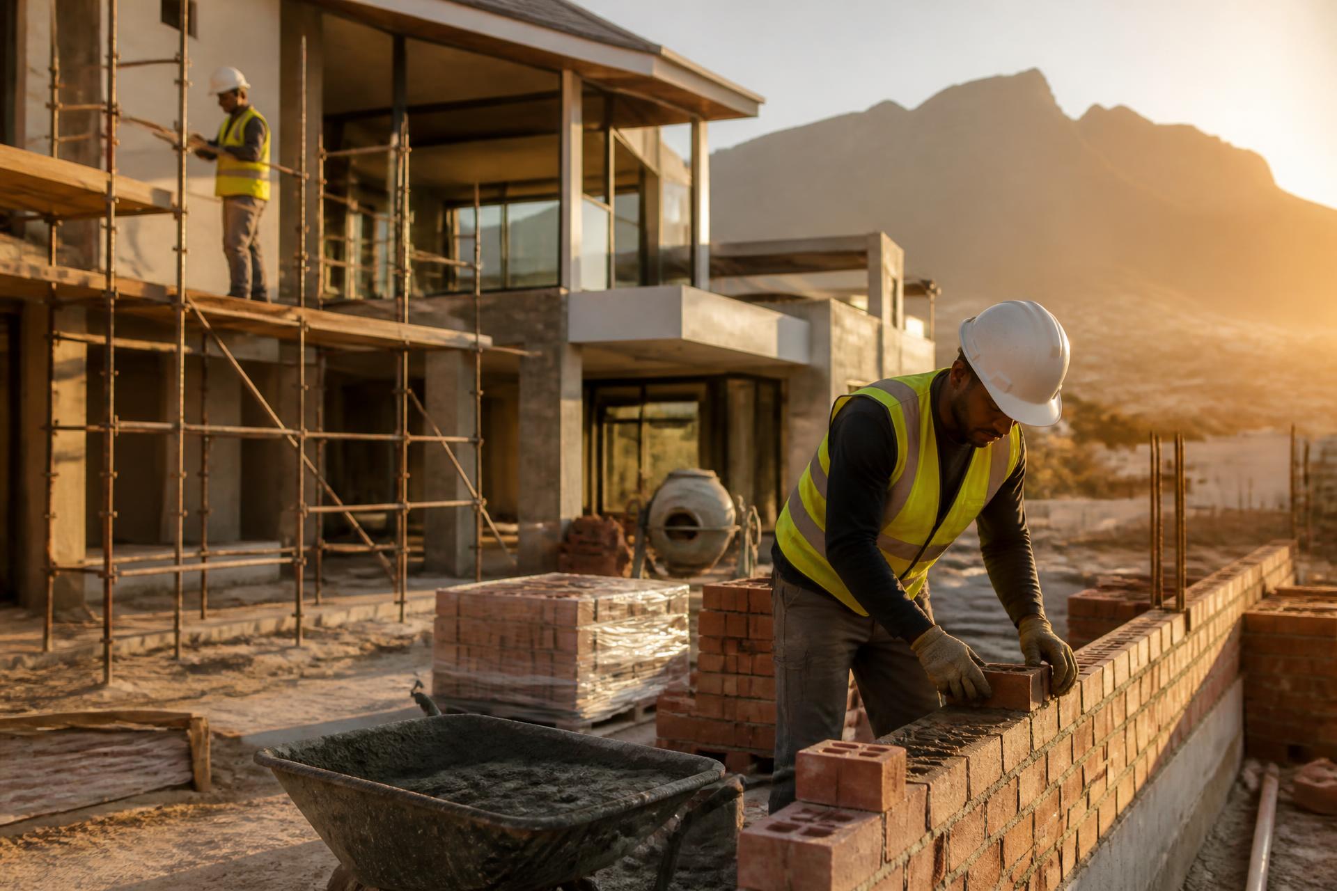 Modern residential construction site in Cape Town
